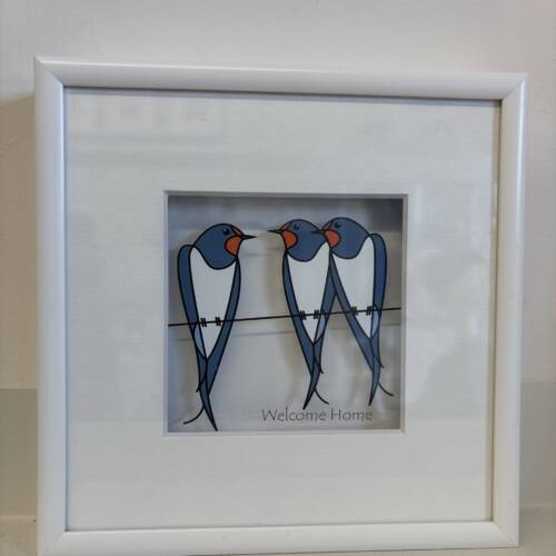 Framed illustrations on glass